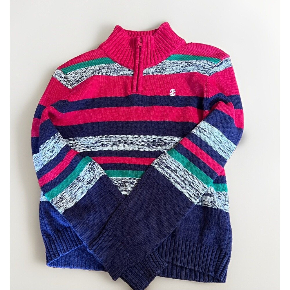 IZOD Boys Red 1/4 Zip Pullover Sweater size 7 classic preppy